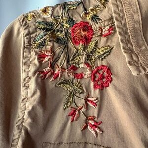 Sonoma Goods for Life Embroidered Full Zip Jacket, Military Khaki Women's Small